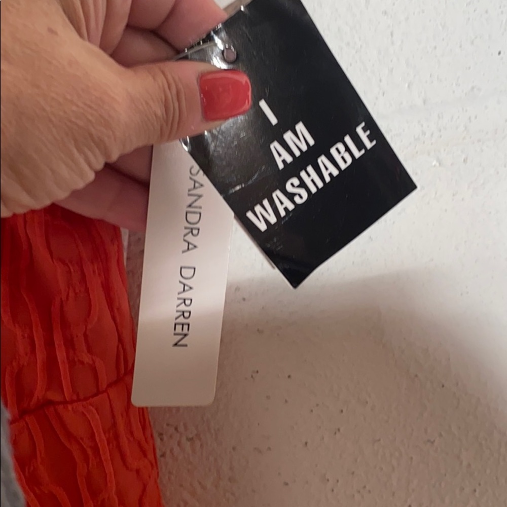 Sandra Darren NWT orange crinkle knit dress - Picture 2 of 6